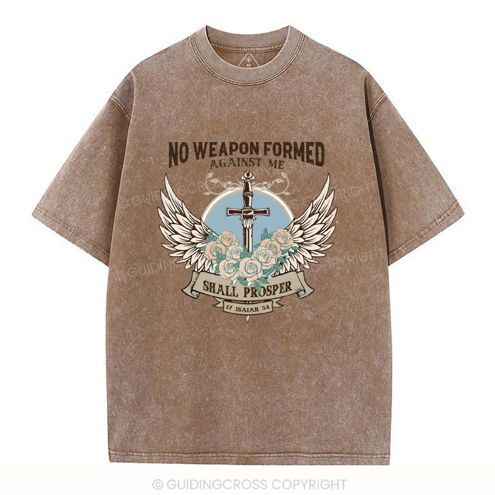 No Weapen Formed Against Me Christian Washed T-Shirt