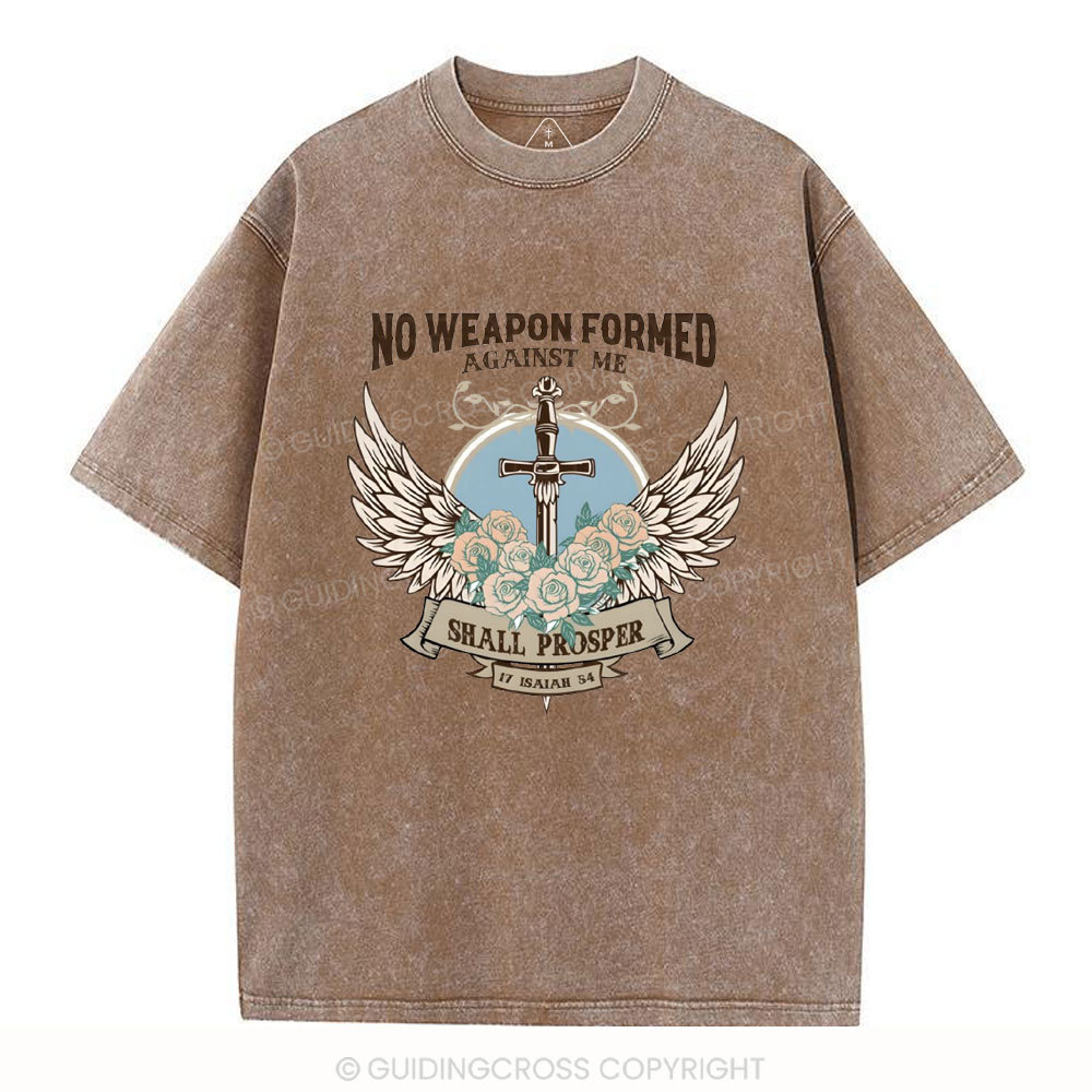 No Weapen Formed Against Me Christian Washed T-Shirt