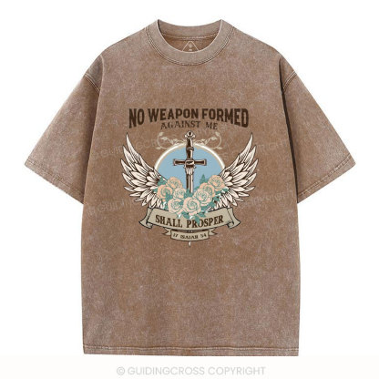 No Weapen Formed Against Me Christian Washed T-Shirt