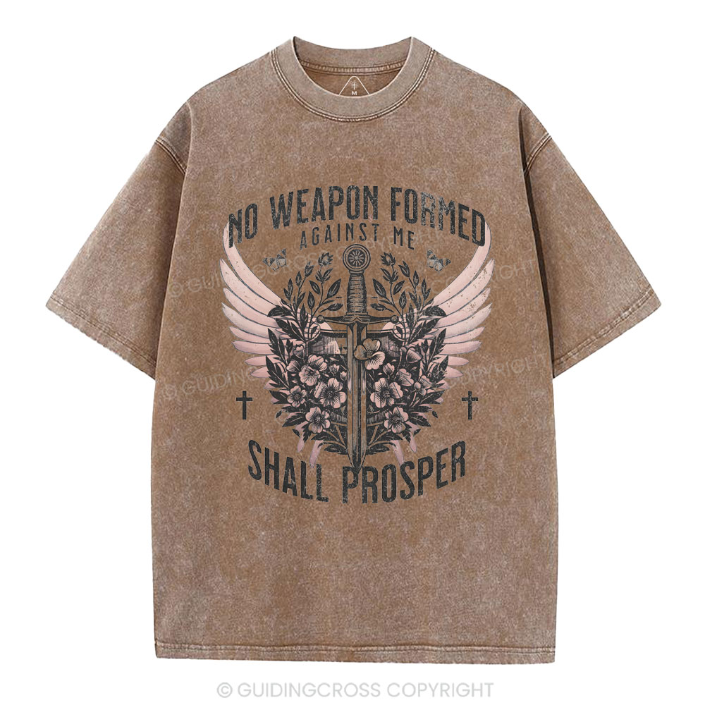 No Weapen Formed Against Me Christian Washed T-Shirt
