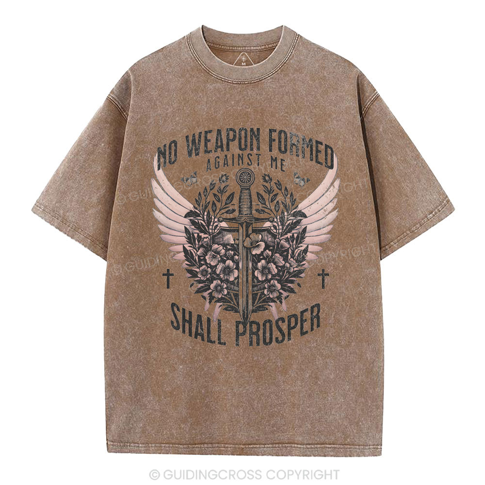 No Weapen Formed Against Me Christian Washed T-Shirt