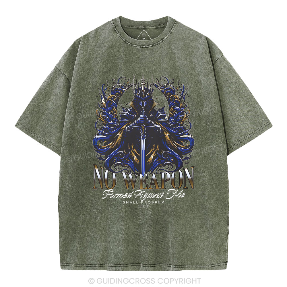 No Weapen Formed Against Me Christian Washed T-Shirt