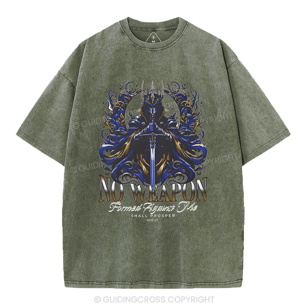 No Weapen Formed Against Me Christian Washed T-Shirt