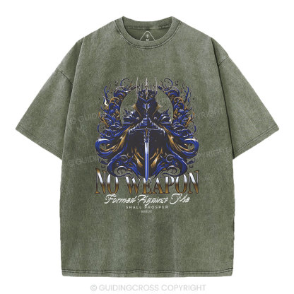 No Weapen Formed Against Me Christian Washed T-Shirt