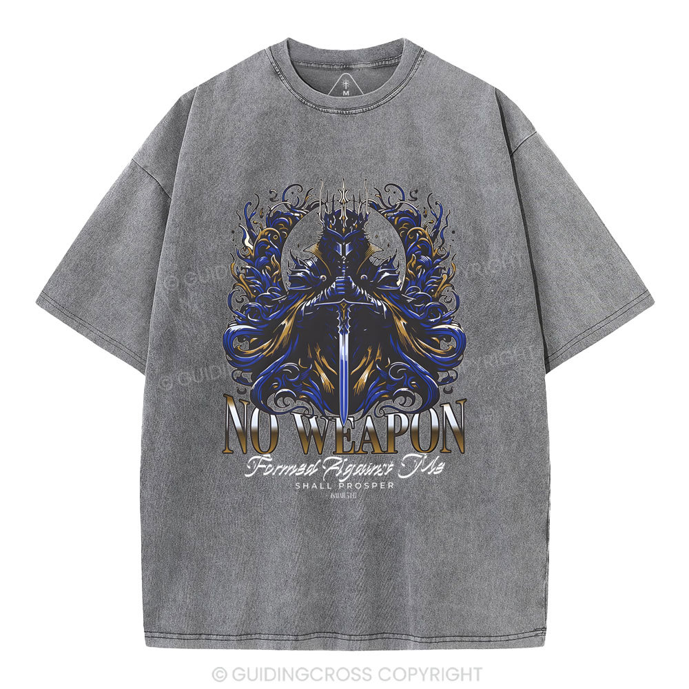 No Weapen Formed Against Me Christian Washed T-Shirt