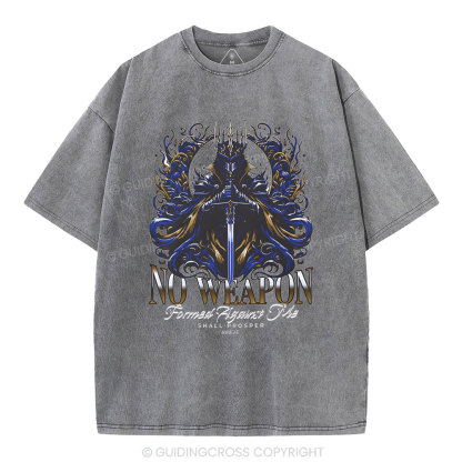 No Weapen Formed Against Me Christian Washed T-Shirt