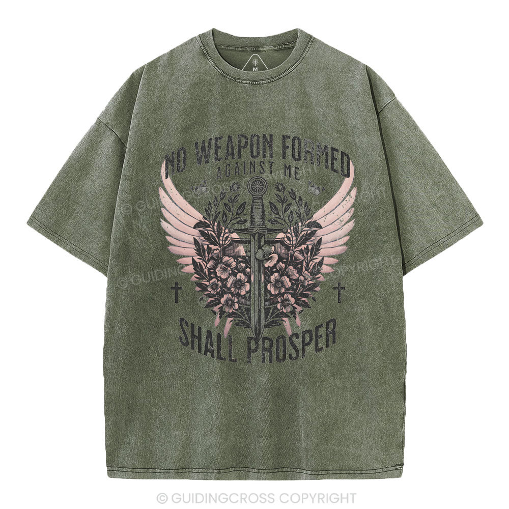 No Weapen Formed Against Me Christian Washed T-Shirt