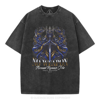 No Weapen Formed Against Me Christian Washed T-Shirt