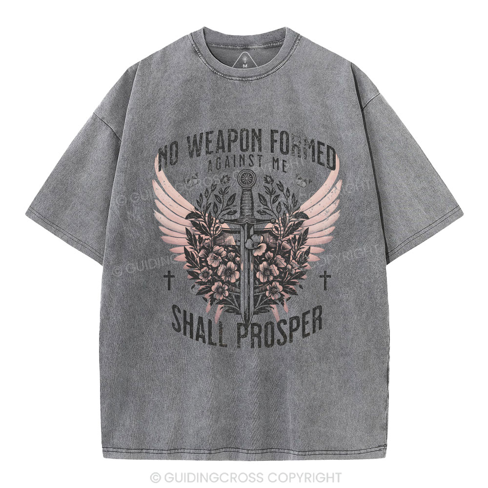 No Weapen Formed Against Me Christian Washed T-Shirt