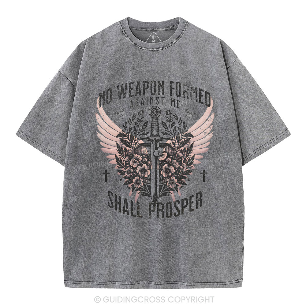 No Weapen Formed Against Me Christian Washed T-Shirt
