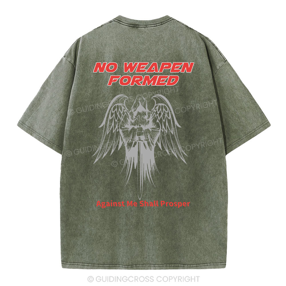 No Weapen Formed Against Me Shall Prosper  Christian Washed T-Shirt