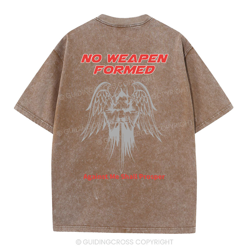 No Weapen Formed Against Me Shall Prosper  Christian Washed T-Shirt