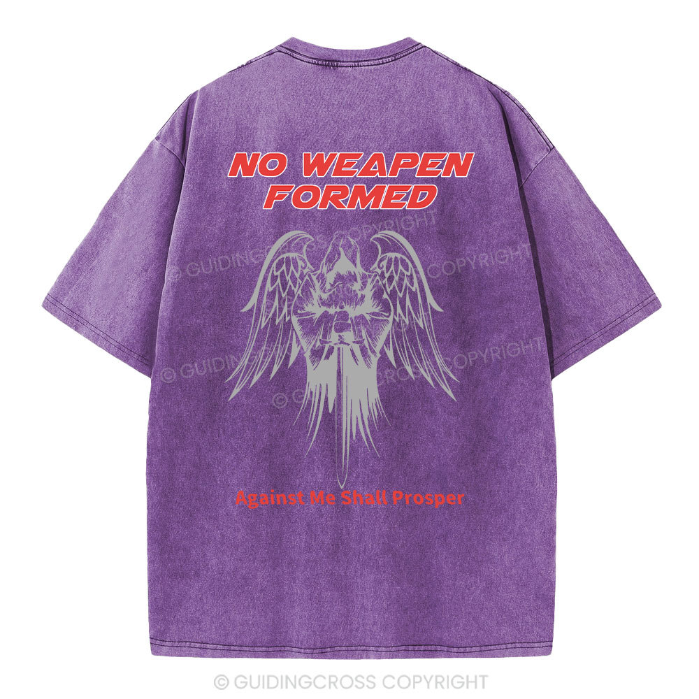 No Weapen Formed Against Me Shall Prosper  Christian Washed T-Shirt