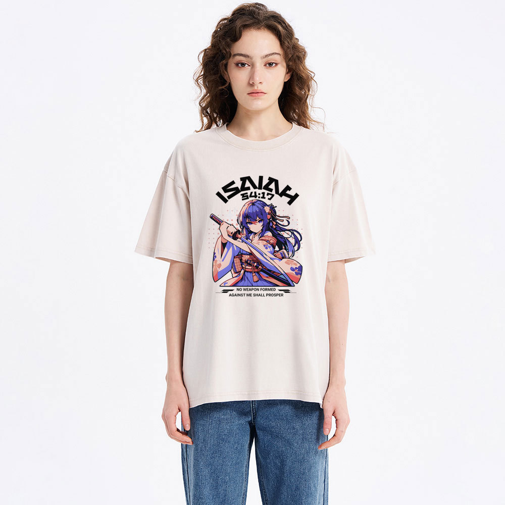 No Weapen Formed Against Me Shall Prosper Christian Washed T-Shirt