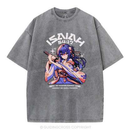 No Weapen Formed Against Me Shall Prosper Christian Washed T-Shirt