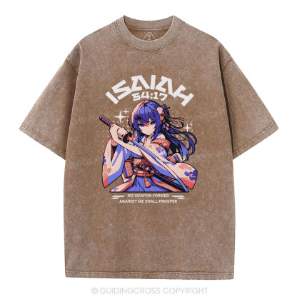 No Weapen Formed Against Me Shall Prosper Christian Washed T-Shirt