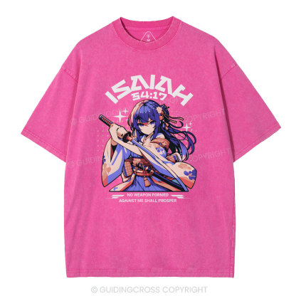 No Weapen Formed Against Me Shall Prosper Christian Washed T-Shirt