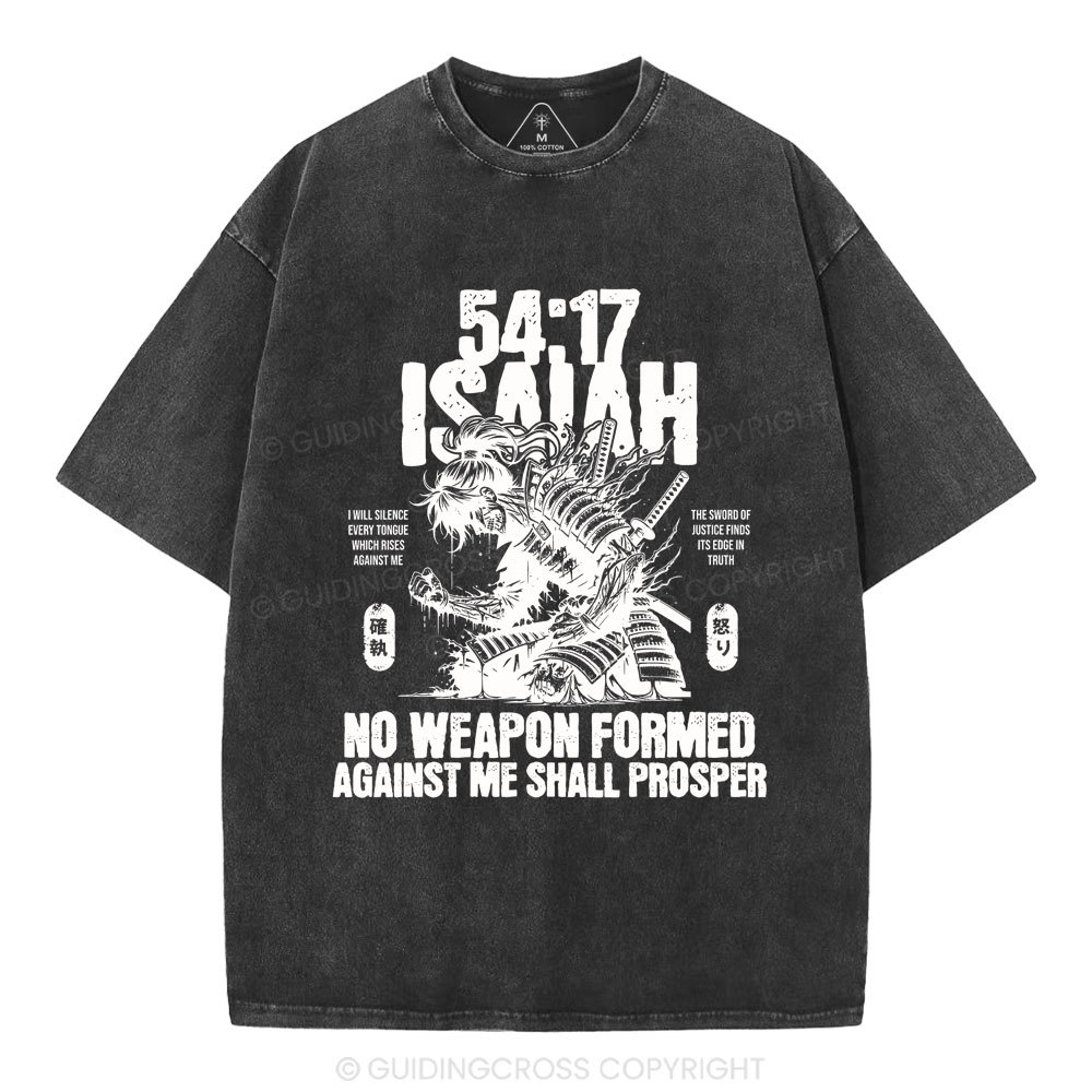 No Weapen Formed Against Me Shall Prosper Christian Washed T-Shirt