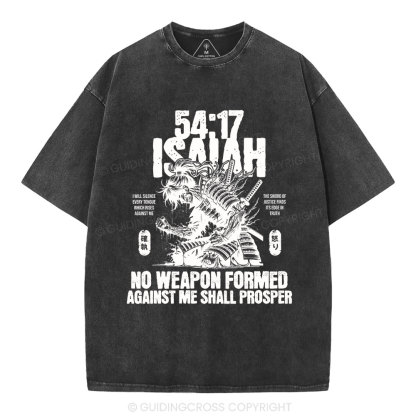No Weapen Formed Against Me Shall Prosper Christian Washed T-Shirt