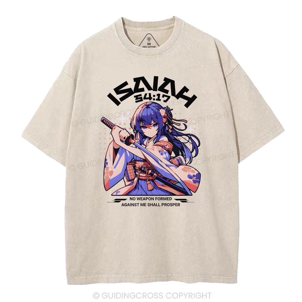 No Weapen Formed Against Me Shall Prosper Christian Washed T-Shirt