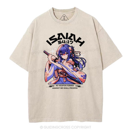 No Weapen Formed Against Me Shall Prosper Christian Washed T-Shirt