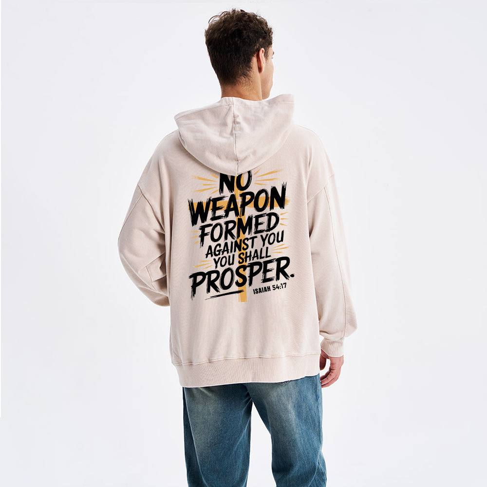 No Weapen Formed Against You Christian Washed Hoodie