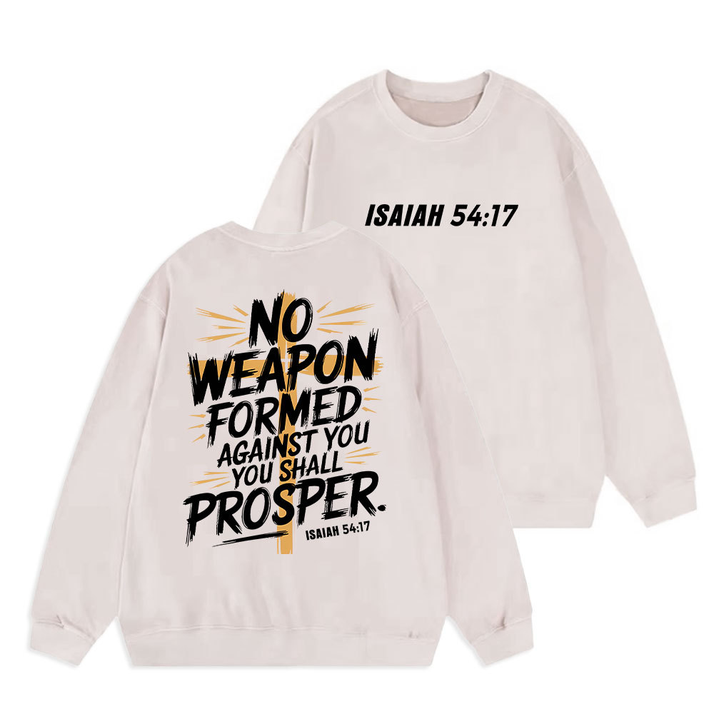 No Weapen Formed Against You Christian Washed Sweatshirt