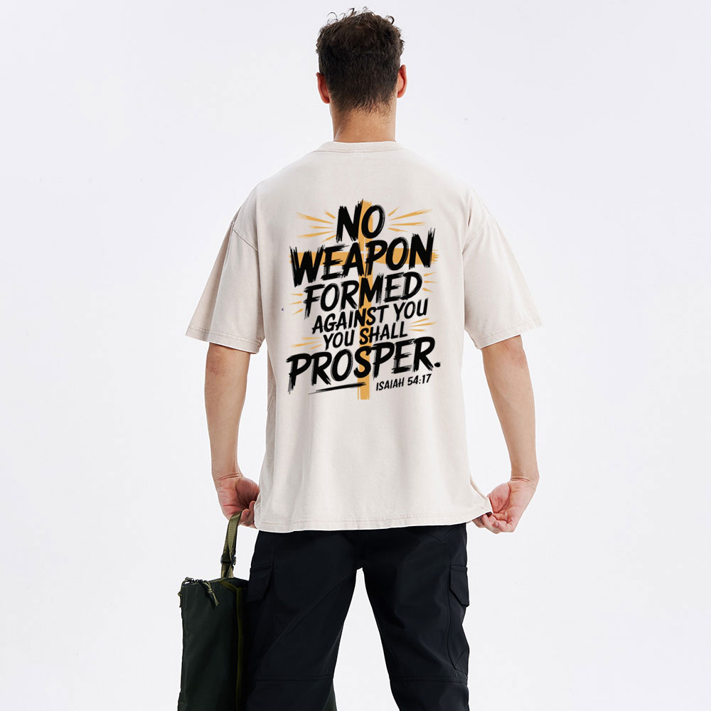 No Weapen Formed Against You Christian Washed T-Shirt