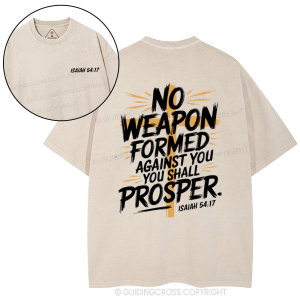 Image of No Weapen Formed Against You Christian Washed T-Shirt