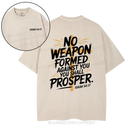 No Weapen Formed Against You Christian Washed T-Shirt