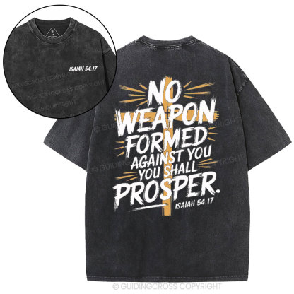 No Weapen Formed Against You Christian Washed T-Shirt