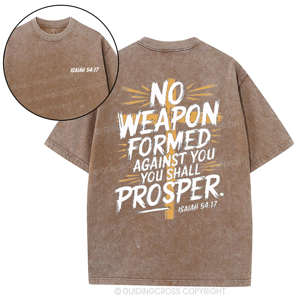 No Weapen Formed Against You Christian Washed T-Shirt
