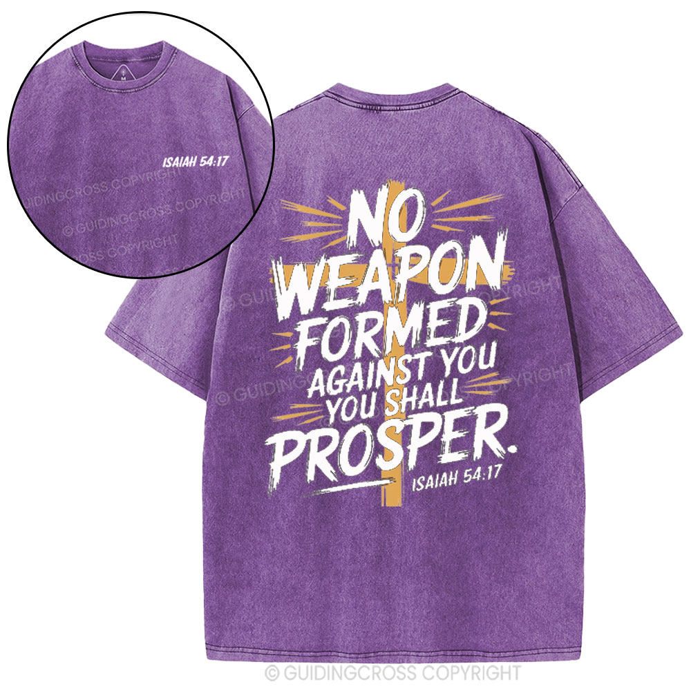 No Weapen Formed Against You Christian Washed T-Shirt
