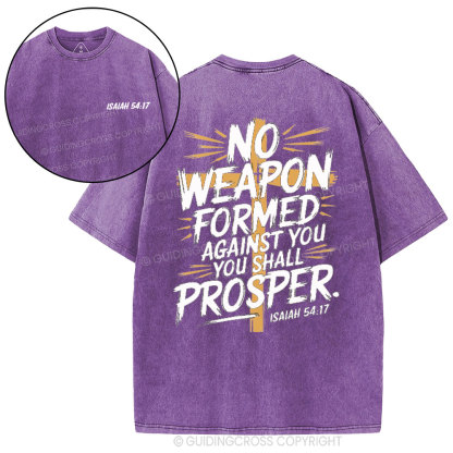 No Weapen Formed Against You Christian Washed T-Shirt