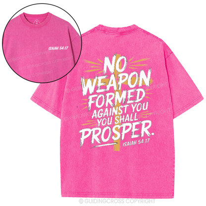 No Weapen Formed Against You Christian Washed T-Shirt