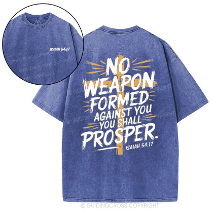 No Weapen Formed Against You Christian Washed T-Shirt