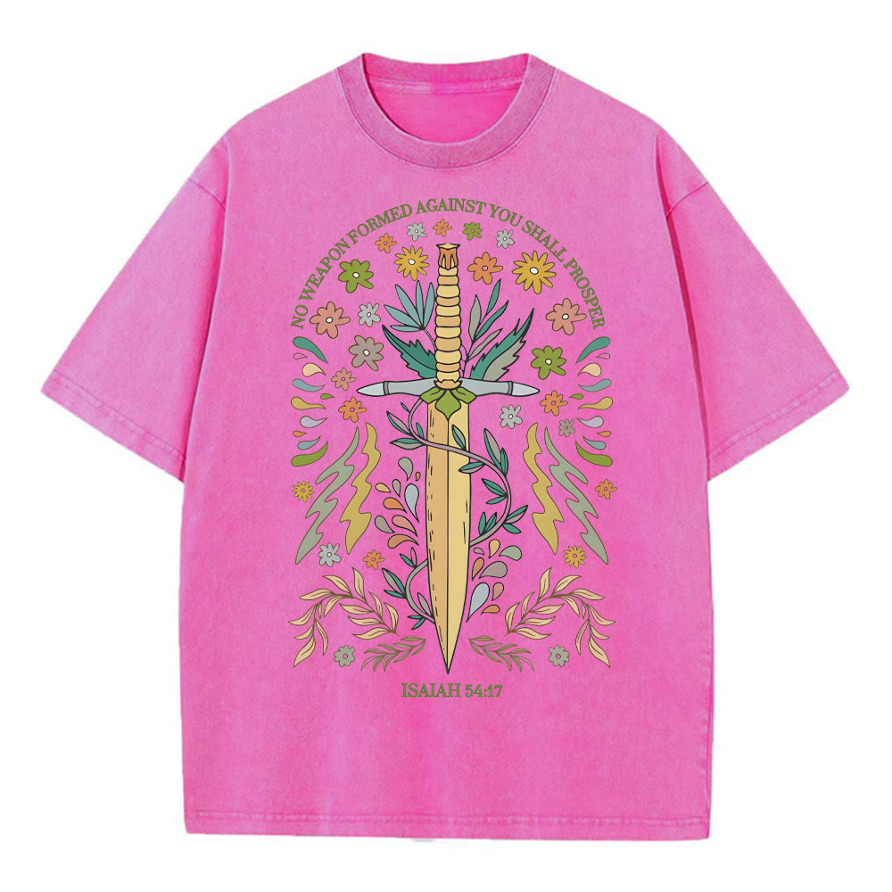 No Weapen Formed Against You Shall Prosper Christian Washed T-Shirt