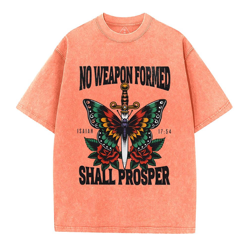 No Weapen Formed Christian Washed T-Shirt