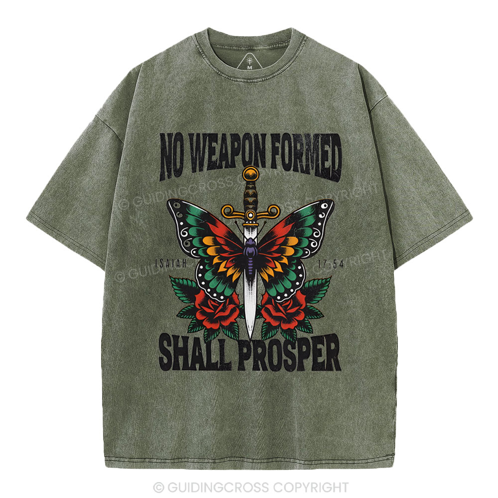 No Weapen Formed Christian Washed T-Shirt