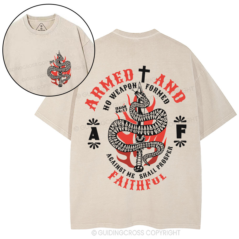No Weapen Formed Christian Washed T-Shirt