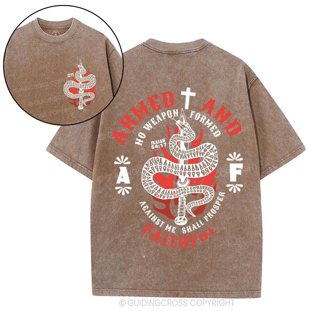No Weapen Formed Christian Washed T-Shirt