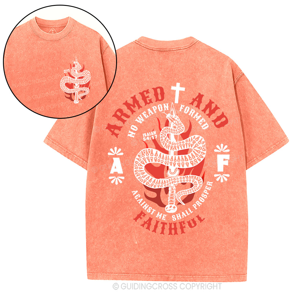 No Weapen Formed Christian Washed T-Shirt