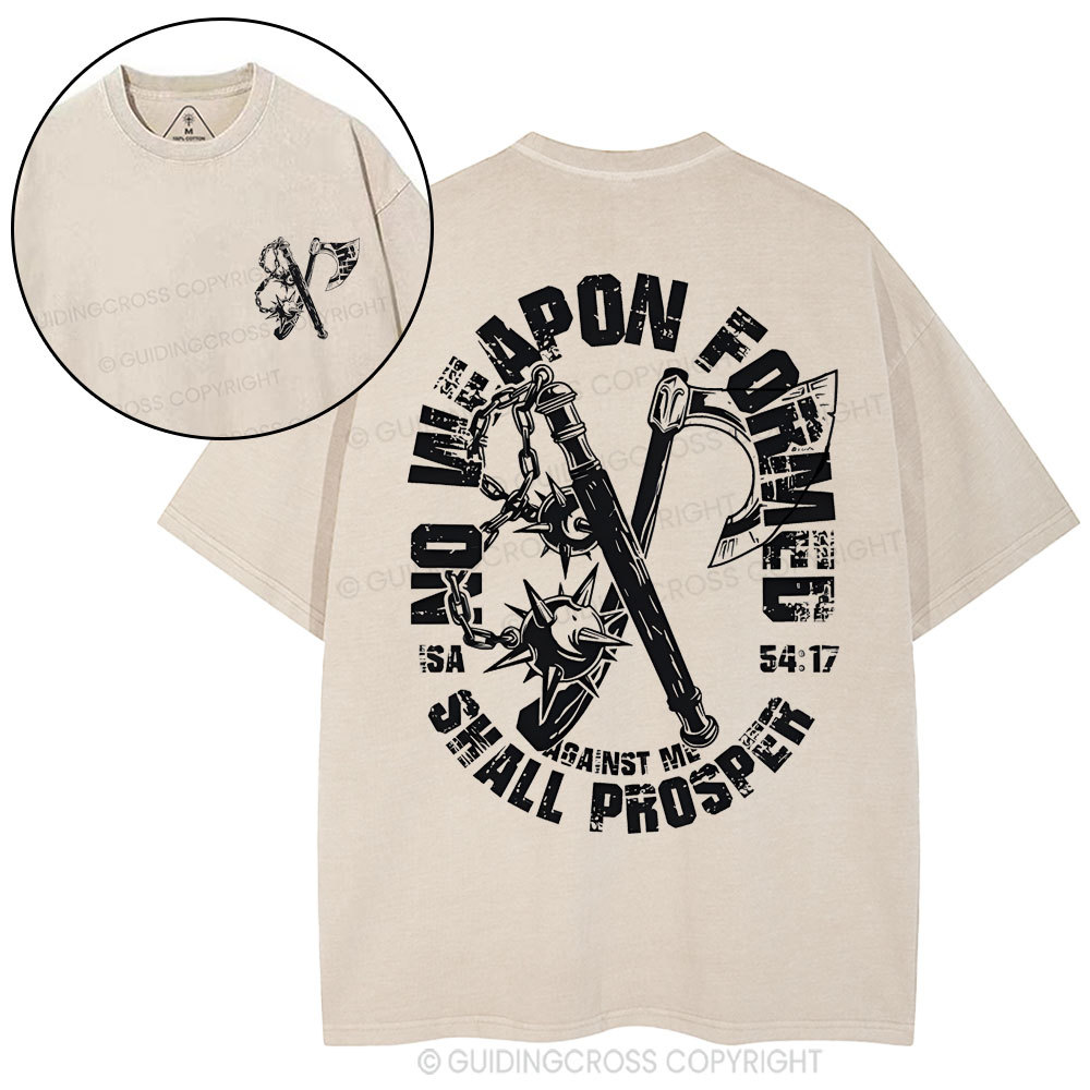 No Weapen Formed Christian Washed T-Shirt