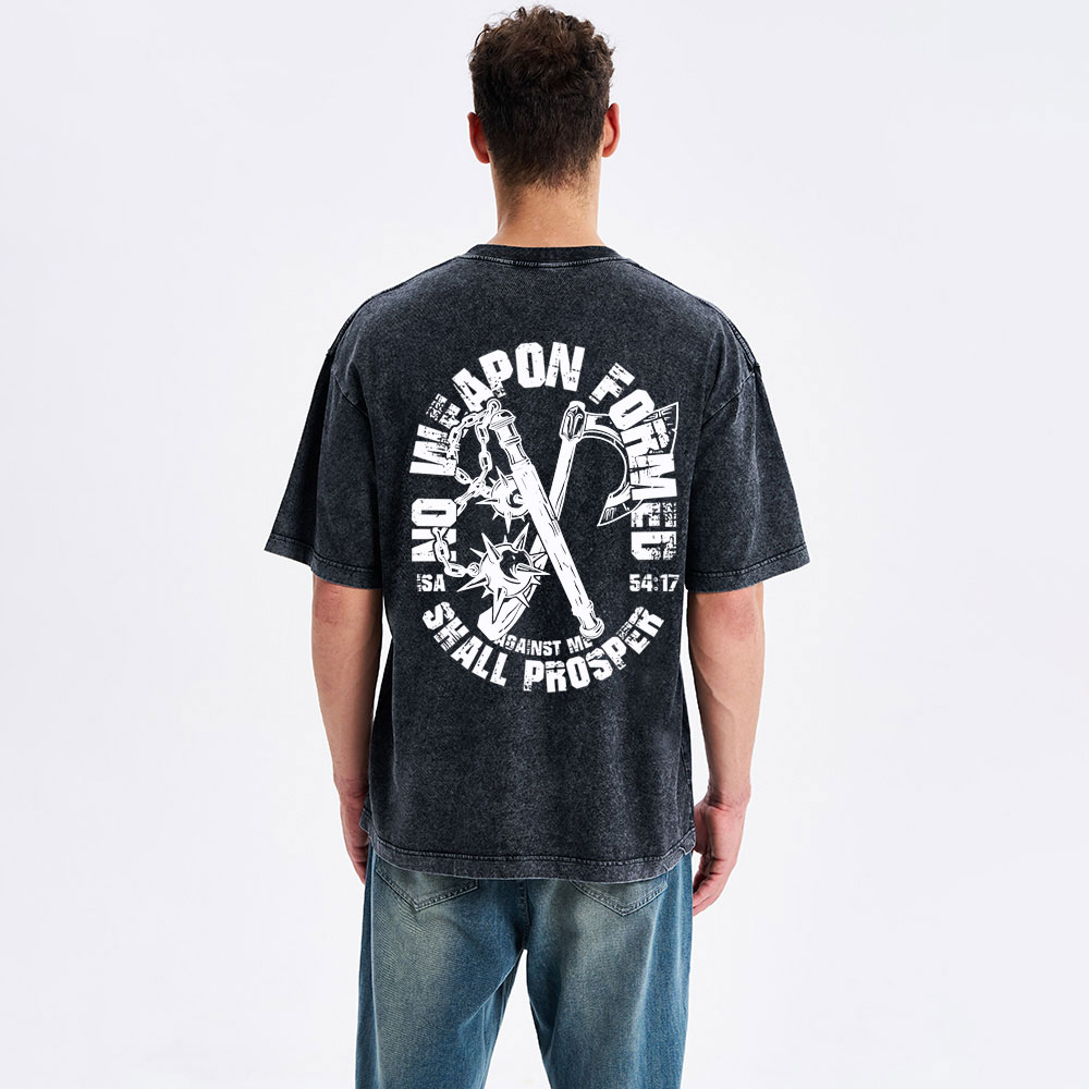 No Weapen Formed Christian Washed T-Shirt