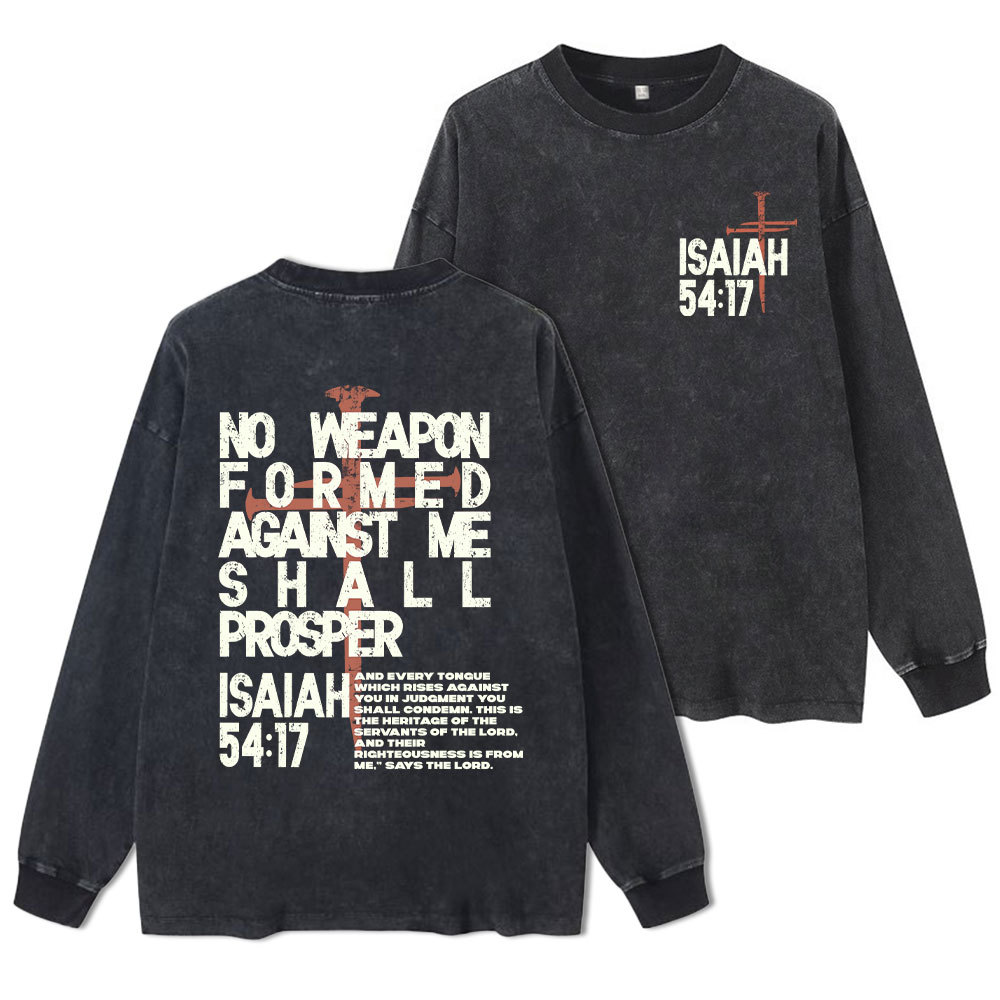 No Weapon Christian Washed Long Sleeve T-Shirt