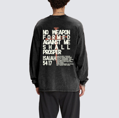 No Weapon Christian Washed Long Sleeve T-Shirt