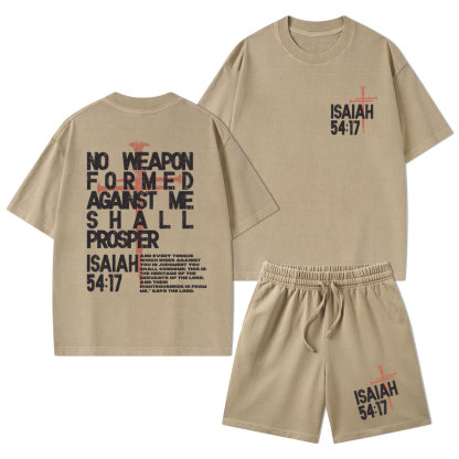 No Weapon Christian Washed T-Shirt & Shorts