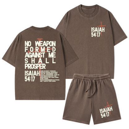 No Weapon Christian Washed T-Shirt & Shorts