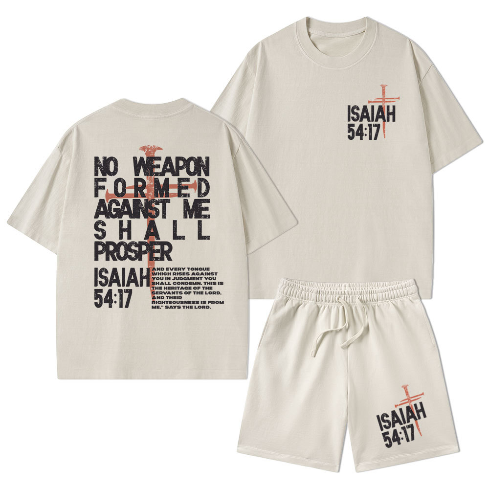 No Weapon Christian Washed T-Shirt & Shorts