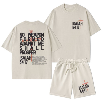 No Weapon Christian Washed T-Shirt & Shorts